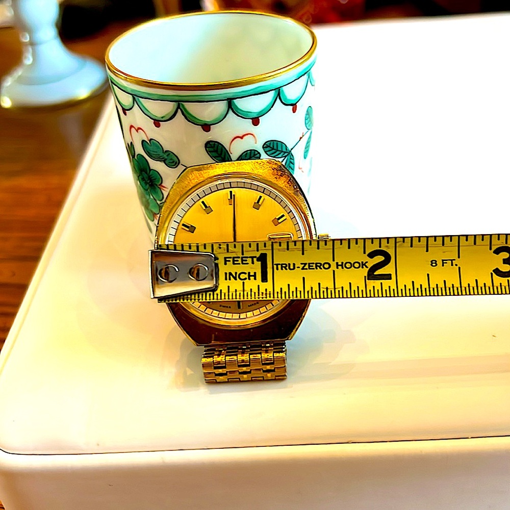 Preloved VTG Men Rado Marco PoloSwiss MadeAutomatic&Date GoldFace.Works well. - Picture 4 of 13